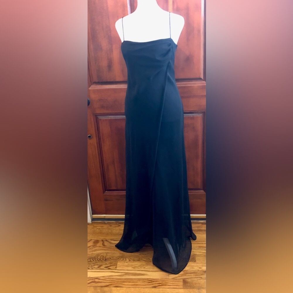 Timeless Black Spaghetti Strap Classic Long Cocktail Dress